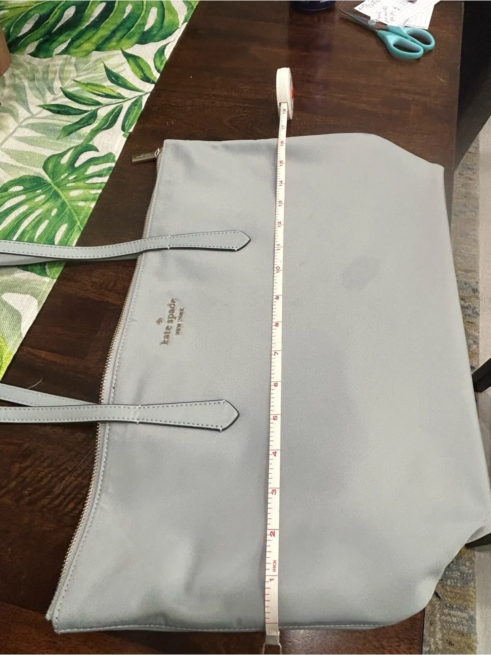 kate spade gray nylon zip-top tote “Kitt” Large